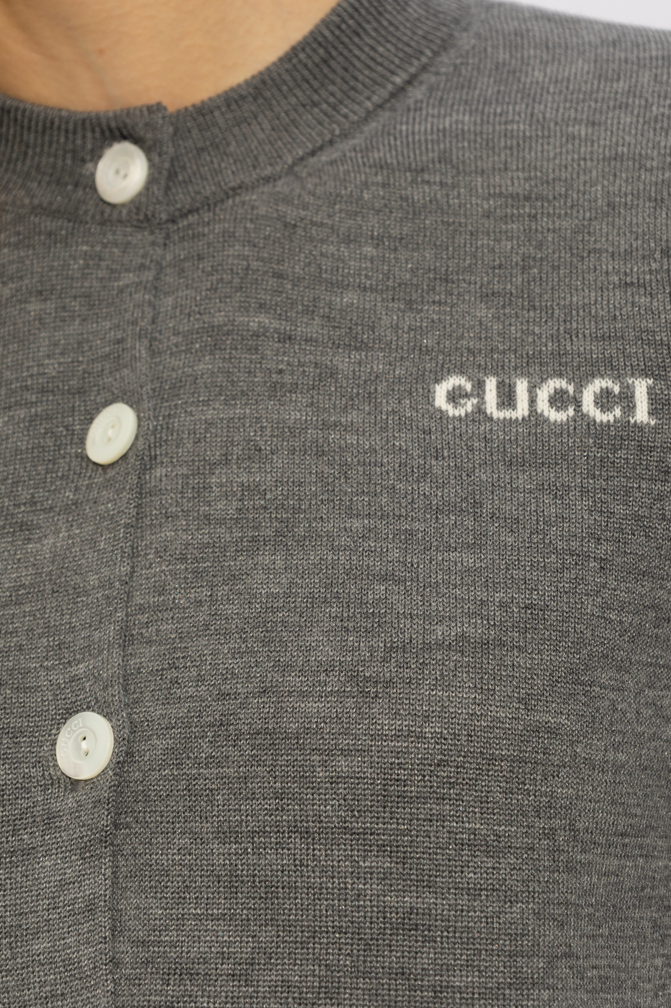 yumi　GUCCIカーディガン Cotton-blend lamé cardigan in blue - Gucci | Mytheresa